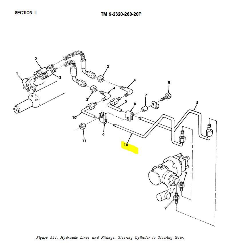 5T-2087 | 5T-2087 Metal Hydraulic Lines Steering Cylinder to Steering Gear M809 M939A1 M939A2 Dia 1 (1).JPG