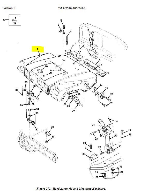 HM-3463 | HM-3463 Humvee Front Fiberglass Hood HMMWV Dia 1.JPG