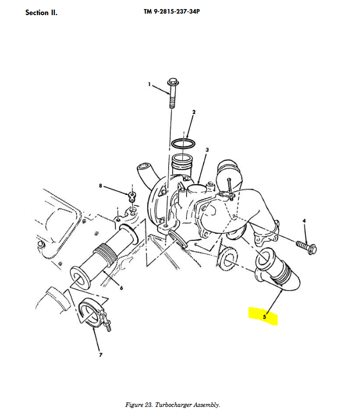 HM-3689 | HM-3689 Turbocharger Right Hand Exhaust Pipe 6.5L GEP Diesel Engine HMMWV  Dia (1).JPG