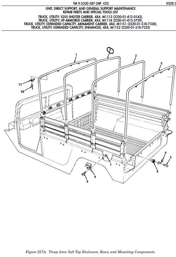 HM-707 | HM-707 Middle Bow for HMMWV 2 Man Troop Carrier with Soft Top.JPG