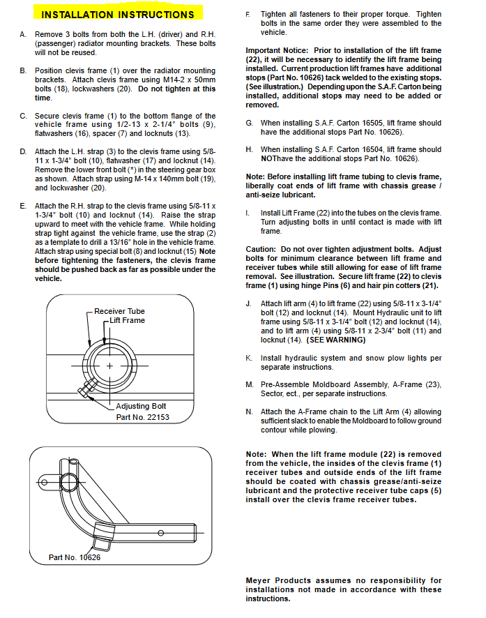 SNOW-076 | SNOW-076 Meyer GMC Chevrolet C Series Mounting Carton Clevis Frame Meyer Snow  DIA 3 (1).PNG