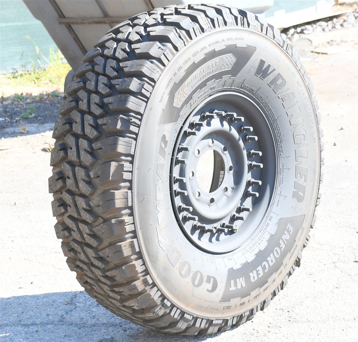 TI-1876 | TI-1876  Goodyear Wrangler Enforcer MT 37x12.50R16.5LT Mounted on 24 Bolt Rim 100% Tread HMMWV (16).JPG